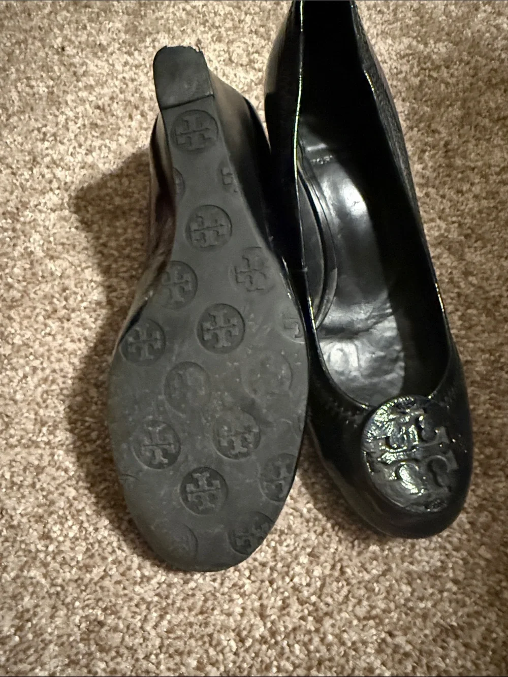 Tory Burch Black Patent Logo Ballet Flats